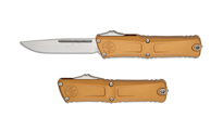 Microtech Combat Troodon Gen III AUTO OTF M390MK Stonewashed Drop Point Tan Aluminum Handles 1143-10TA